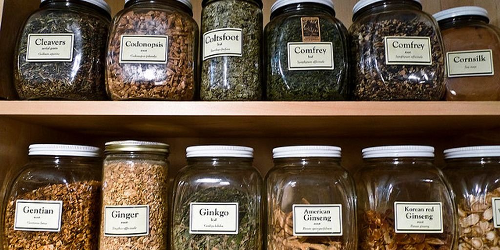 herbal and ayurvedic medicine bottles with natural ingredients