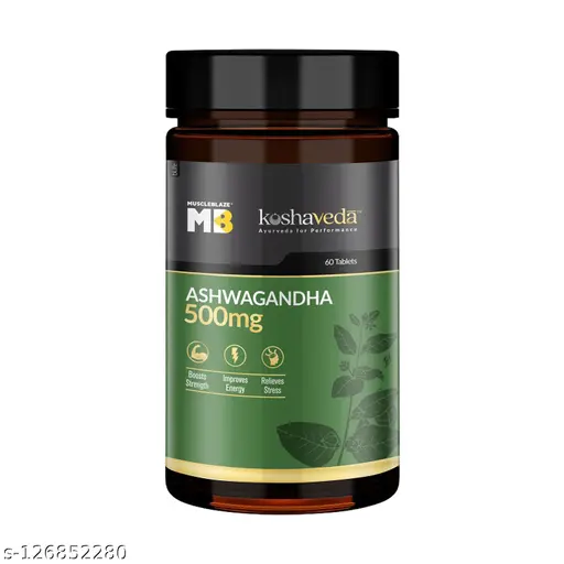 MuscleBlaze Koshaveda Ashwagandha 500mg, Ayurveda for Performance, Ayush Approved, High Strength Potent Formula, Boost Muscle Mass & Strength, Enhance Immunity, 60 Tablets