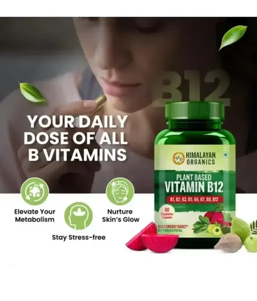 Himalayan Organics Plant-Based Vitamin B12: 60 Vegan Capsules for Optimal Health